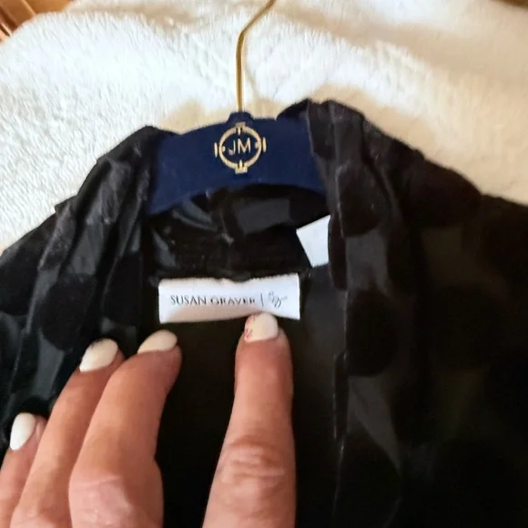 Susan Graver Black Textured Polka Dot Vest - Picture 2 of 4